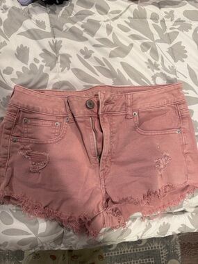 American Eagle Outfitters Dusty Pink Distressed Jean Shorts